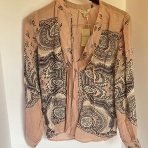 Pink and navy design tie closure lucky brand size S